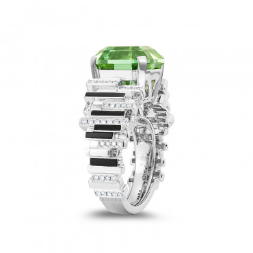 MINT TOURMALINE, ONYX AND DIAMOND BROOCH/RING